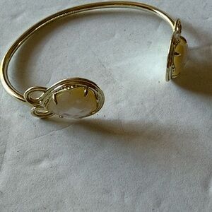 Kendra Scott Andy Pinch Cuff Bracelet Faceted White Stone 14K Gold Plated Brass